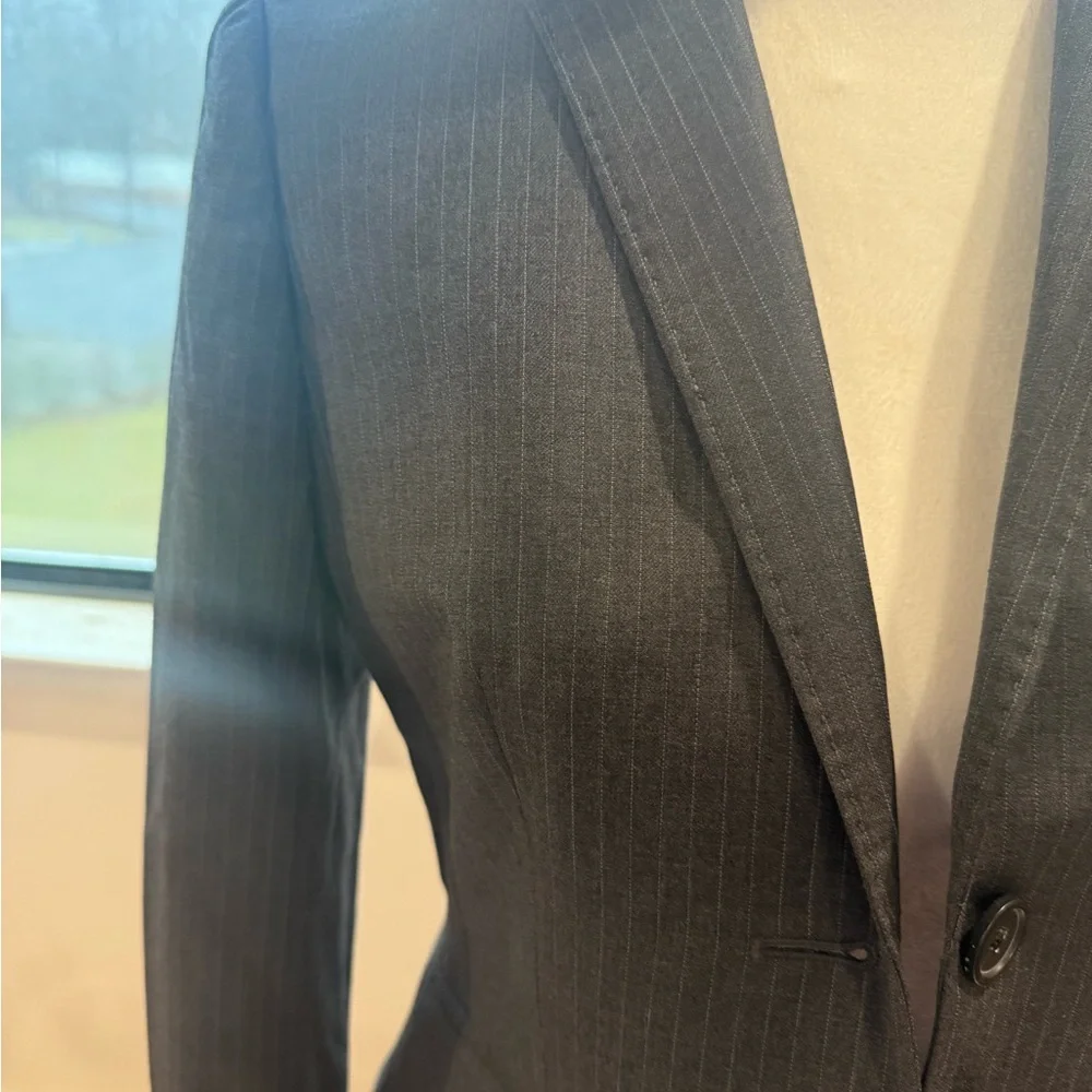 J.Crew Womens Pinstripe Blazer - Charcoal Size 4P - Picture 6 of 13